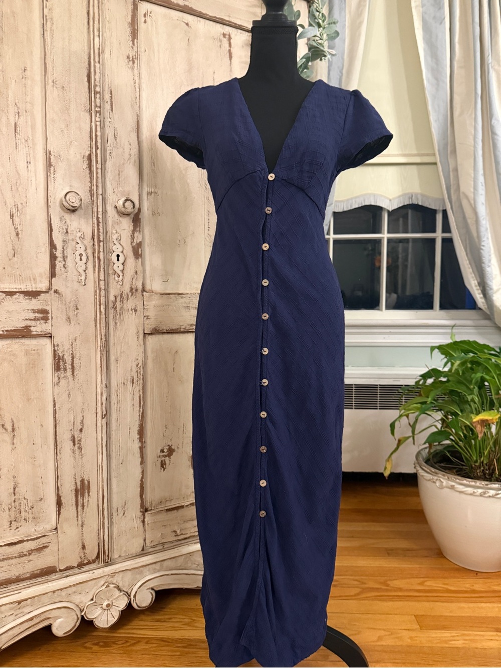 Free people free-est New in Town textured midi dress. Small. Cotton, minimalist